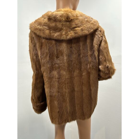 mink fur coat Size Large Collared Honey Brown Color - Picture 5 of 12